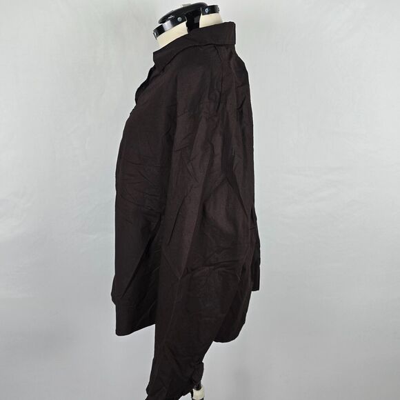 ALC Woman Blouse Women's 3X Brown Ruffles Collar Long Sleeve Hook & Eye NWT - Picture 10 of 12